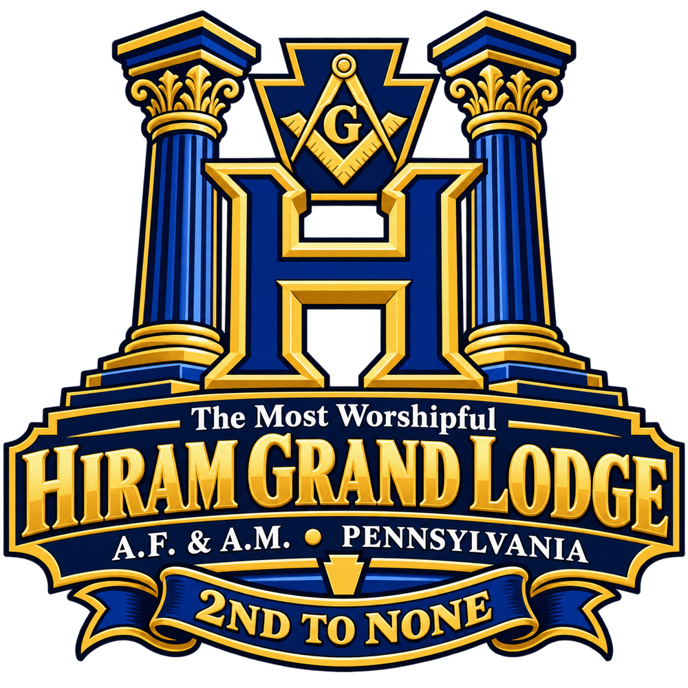 Hiram Grand Lodge H and columns emblem